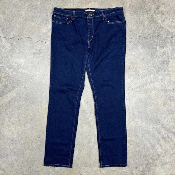 Levis Womens Jeans 712 Slim Mid Rise Stretch Denim 38x31 Dark Wash Tapered - Picture 1 of 12